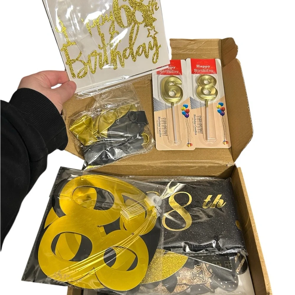 🎉 YeohJoy 68th Birthday Decoration Set – Black & Gold – Complete Party Kit